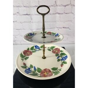 RARE VTG Paden City Pottery Shenandoah Ware Morning Glory Two Tier Serving Tray